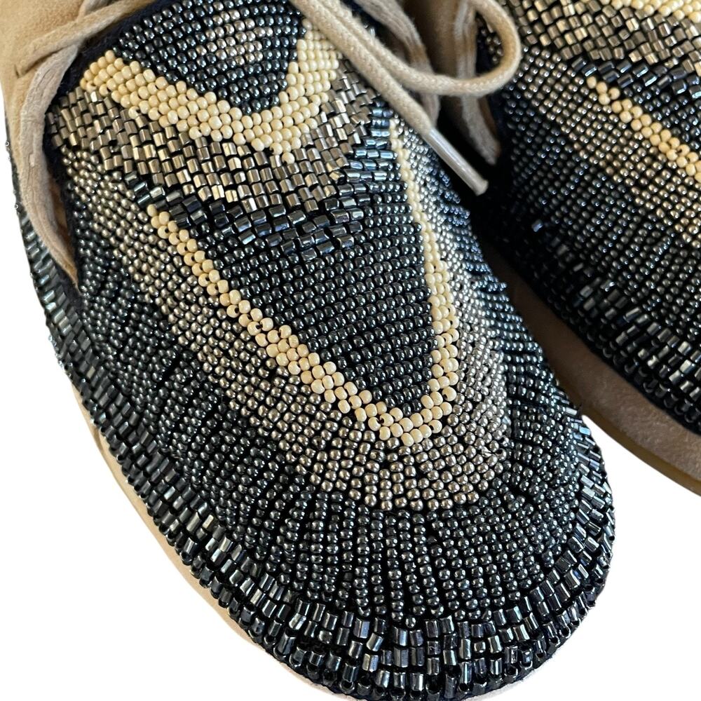 LAIDBACK LONDON Inca Women's Size 36/US 6 Navy Blue Beige Soft Beaded Moccasins - Picture 7 of 10